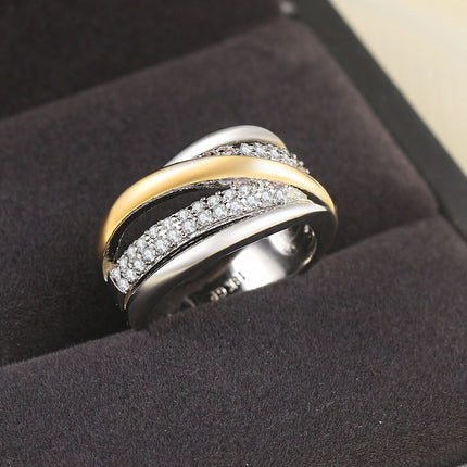 Women's Geometric Zircon Ring – European & American Style