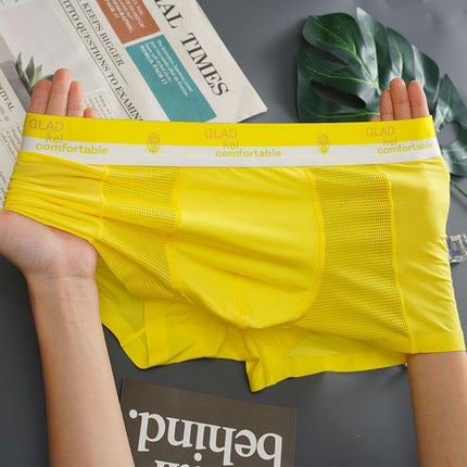 Men’s Ice Silk Knitted Mid-Waist Breathable Underpants