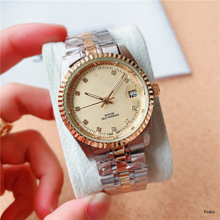Casual Mechanical Watch with Calendar and 24-Hour Indication