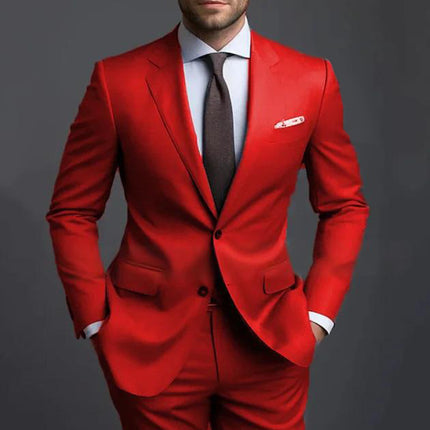 Men’s Slim Fit Two-Piece Suit Set – Jacket & Trousers