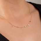 14K Gold Initial Birthstone Stainless Steel Necklace