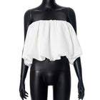 Women's Solid Color Ruched Sling Top – White