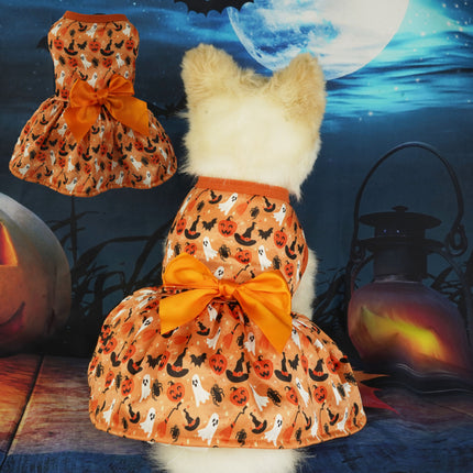 Orange Polyester Pet Dress