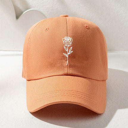 Casual Rose Embroidered Baseball Cap – Unisex Washed Vintage Hat