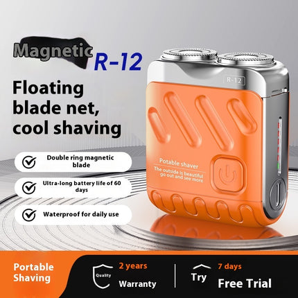 Mini Rechargeable Dual-Ring Electric Shaver – Portable Travel Razor for Men