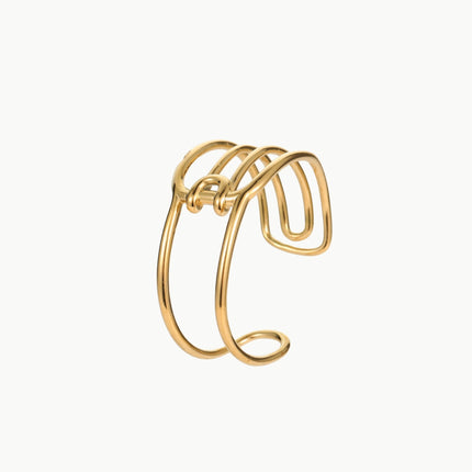 18K Electroplated Heart & Geometric Stainless Steel Bracelet