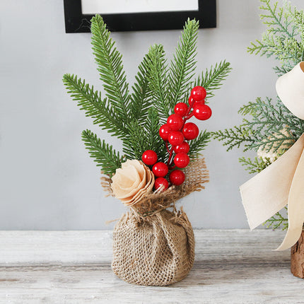 Mini Potted Simulation Christmas Tree – Small Tabletop Holiday Decoration