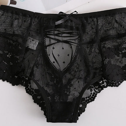 High-Waist Lace-Up Lace Briefs