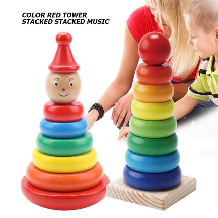 Wooden Stacked Circle Toy (Tumbler Rainbow Tower)