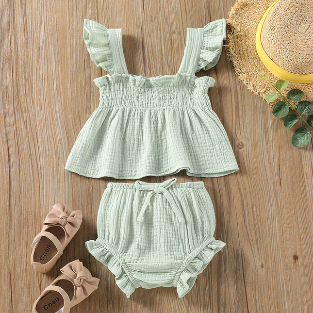 Girls Sleeveless Cotton Summer Set – Top & Shorts