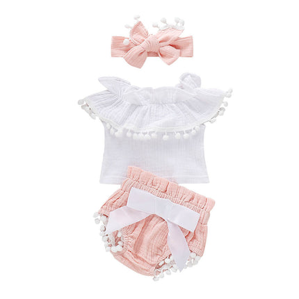 Girls' Cotton Sleeveless Top & Pants Set
