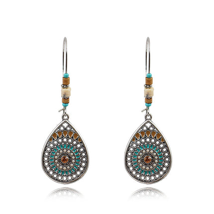 National Style Drop Shape Earrings with Dripping Oil Finish
