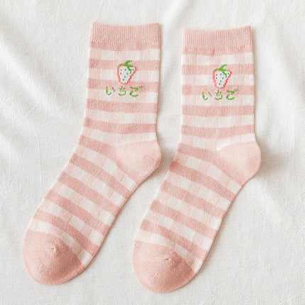 Autumn Fruit-Themed Cotton Socks