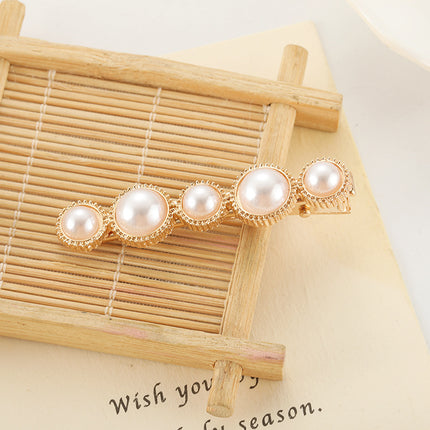 Alloy Hairpin with Flower and Pearl Accents
