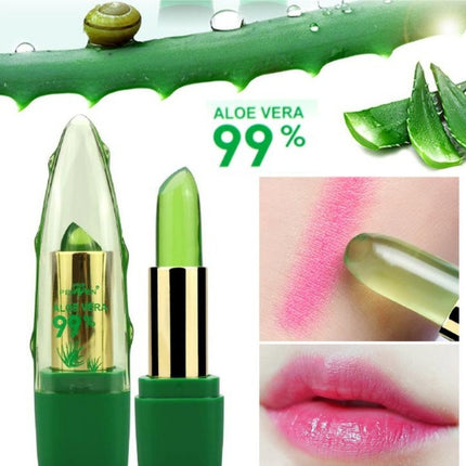 Aloe Vera Gel Color Changing Lipstick Gloss  Moisturizer Anti-drying Desalination Fine-grain Lip Balm Care
