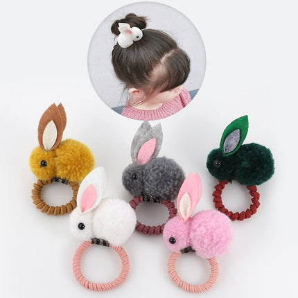 Cartoon Rabbit Hair Tie – Soft Nylon & Polyester Hair Band with Hair Ball Accent
