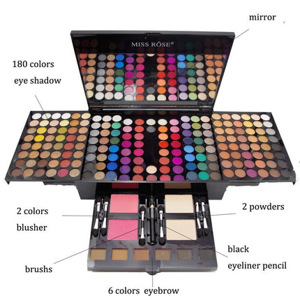 180-Color Professional Makeup Palette – All-in-One Eyeshadow, Blush & Contour Kit