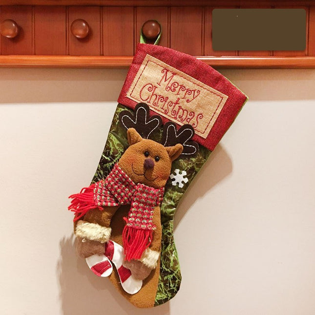 3D Christmas Stockings – Burlap & Knit Large Holiday Gift Socks