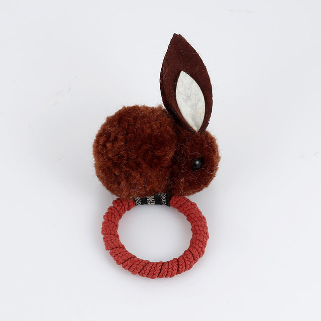 Cartoon Rabbit Hair Tie – Soft Nylon & Polyester Hair Band with Hair Ball Accent