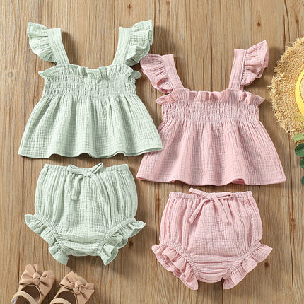 Girls Sleeveless Cotton Summer Set – Top & Shorts