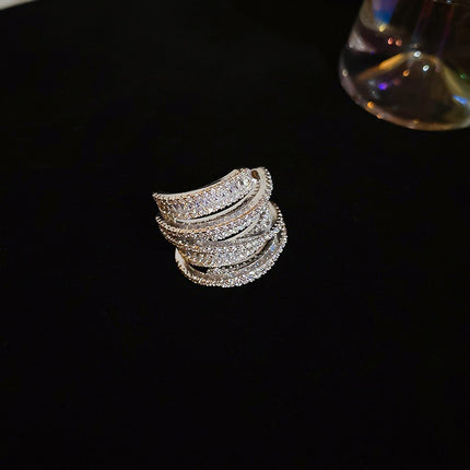Zircon Winding Eye-Catching Ring – Korean Style Geometric Silver Ring