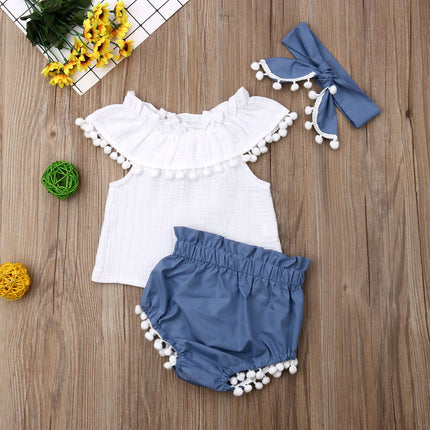 Girls' Cotton Sleeveless Top & Pants Set