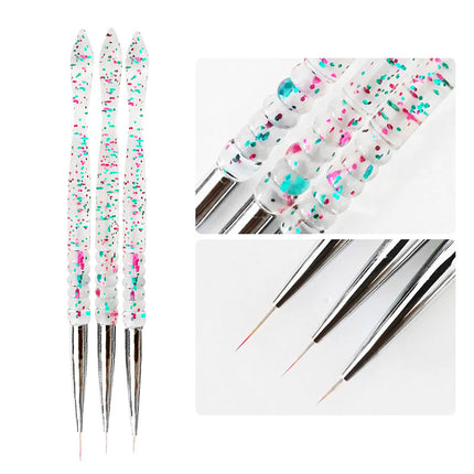 3 Pcs Nail Art Gel Drawing Brush Set – Detailing Tools for Gel Nail Polish