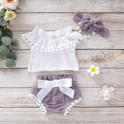 Girls' Cotton Sleeveless Top & Pants Set