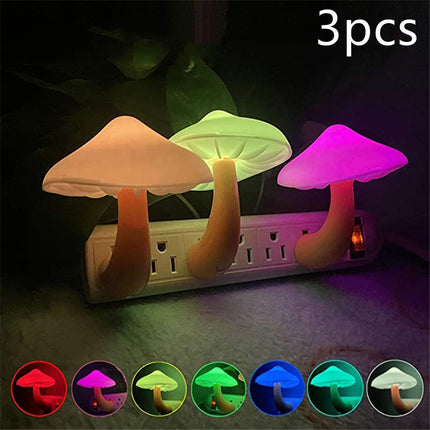 LED Mushroom Night Light with Light Sensor – EU & US Plug