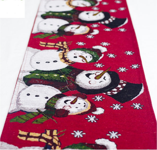 Christmas Elk & Snowman Table Runner – Cotton Linen Merry Christmas Table Flag