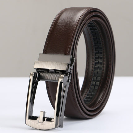 Two-Layer Cowhide Patent Leather Belt with Automatic Alloy Buckle