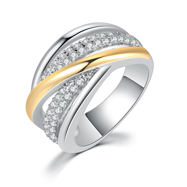 Women's Geometric Zircon Ring – European & American Style