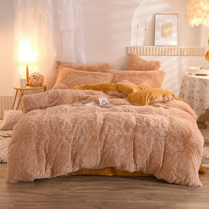 Luxury Thick Fleece Bedding Set – Warm Plush Winter Duvet Cover Set with Bed Sheet & Pillowcases