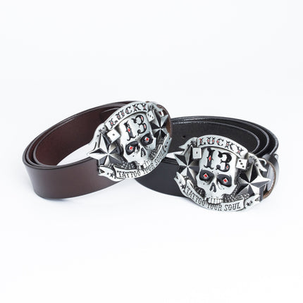 Men’s Trendy Leather Belt – Skull Skateboard Buckle Design