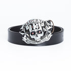 Men’s Trendy Leather Belt – Skull Skateboard Buckle Design