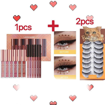 Matte Lipstick & Lip Liner 12-Piece Set – Waterproof, Long-Lasting Lip Makeup Collection