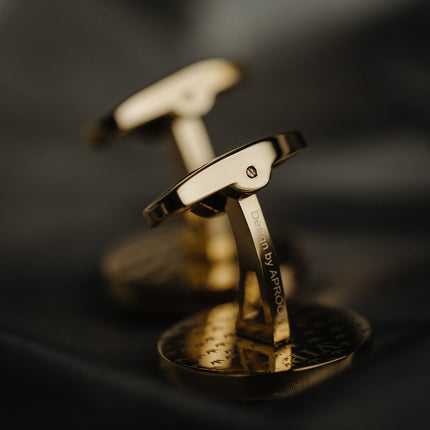 Men’s Black & Gold French Cufflinks – Luxury Steel Cuff Studs for Business & Formal Wear