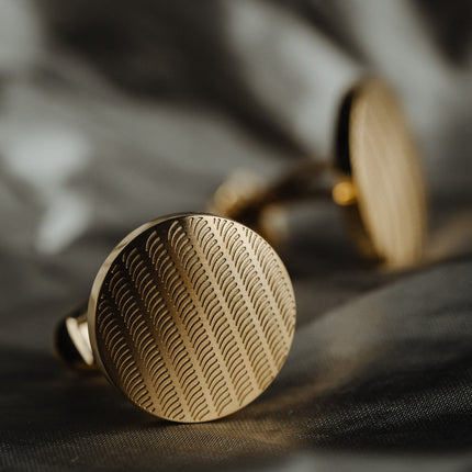 Men’s Black & Gold French Cufflinks – Luxury Steel Cuff Studs for Business & Formal Wear