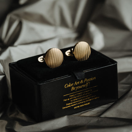 Men’s Black & Gold French Cufflinks – Luxury Steel Cuff Studs for Business & Formal Wear