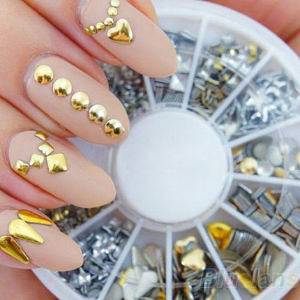 Metallic Nail Art Stickers – Gold & Silver Acrylic Decals for DIY Manicures