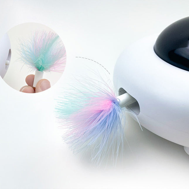 UFO Electric Cat Toy – Smart Motion-Activated Feather Teaser with USB Charging