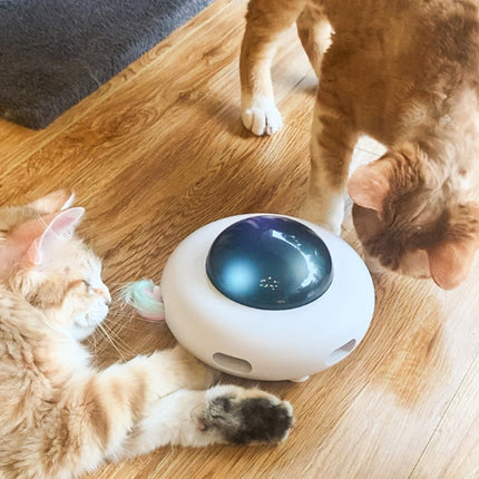 UFO Electric Cat Toy – Smart Motion-Activated Feather Teaser with USB Charging