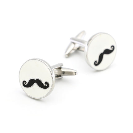 Men’s & Women’s Beard Cufflinks – Electroplated Pure Copper Round Black Design
