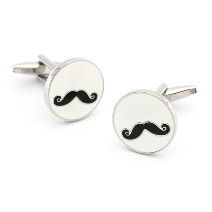 Men’s & Women’s Beard Cufflinks – Electroplated Pure Copper Round Black Design