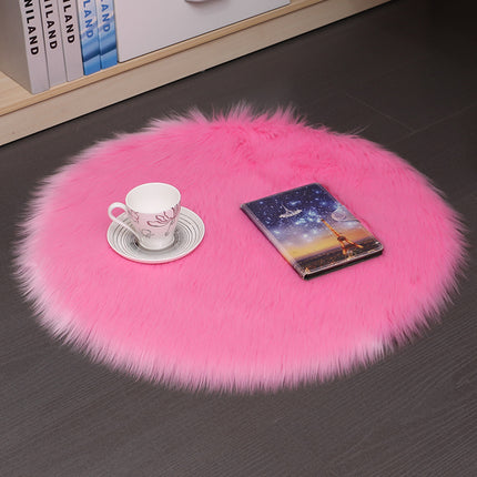 Round Plush Carpet Floor Mat – Soft Fluffy Wool-Style Rug for Bedroom & Living Room