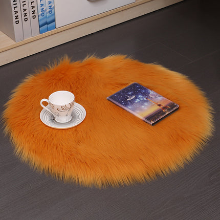 Round Plush Carpet Floor Mat – Soft Fluffy Wool-Style Rug for Bedroom & Living Room