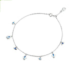 Simple Angel Style Sterling Silver Anklet with Gem Inlay