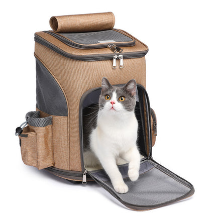 Space Capsule Trolley Pet Carrier Backpack for Cats & Small Dogs – Airline-Friendly, Breathable & Durable Design