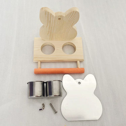 Parrot Puzzle Stand with Food Cup & Mirror – Stainless Steel Claw-Grinding Bird Toy