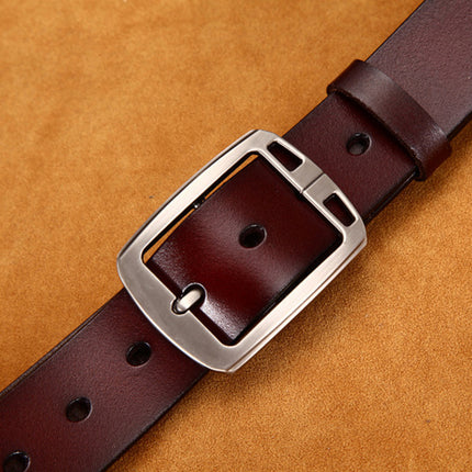 Men’s Vintage Cowhide Leather Belt – Wide 3.8cm Pin Buckle Casual Jean Belt